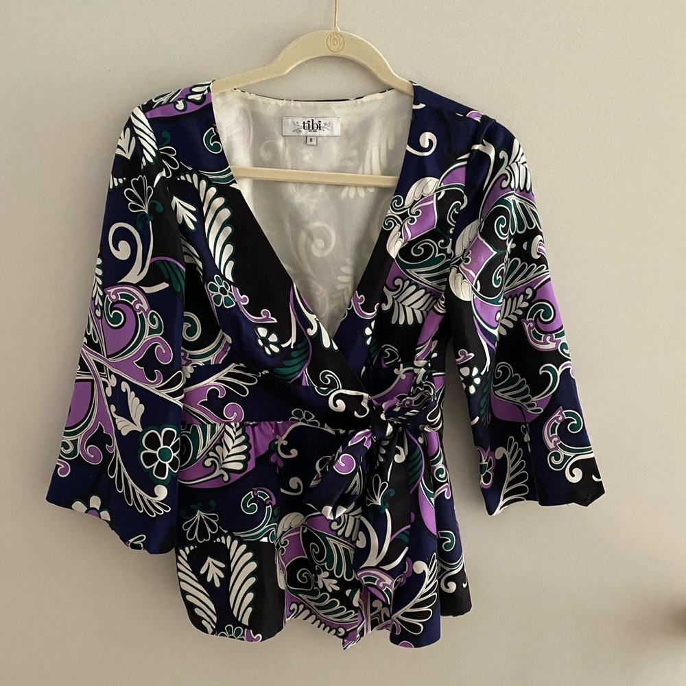 Tibi S silk kimono wrap top